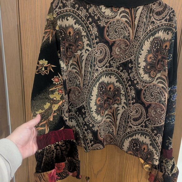 Lee Andersen Top with Velvet accents and Tassels -Size Medium - Picture 6 of 7